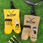 Personalized Cartoon Character Golf Ball Sack with Name and Belt Clip, Funny Golf Accessories, Birthday/Christmas Gift for Golf Lovers/Players/Coaches