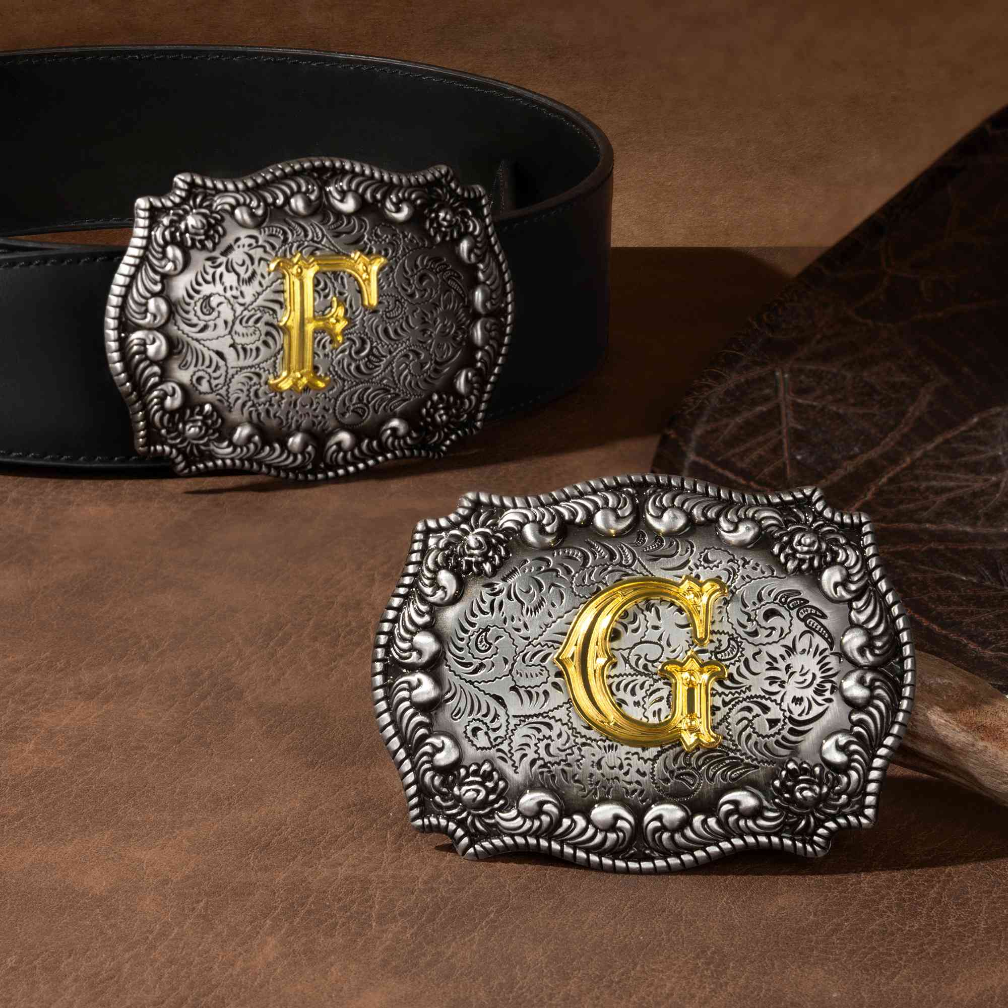 Personalized Initial Western Belt Buckle, Custom Monogram Metal Belt ...