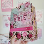 Personalized Pink Floral KJV Bible Hardcover Collector's Edition with Name and Laminated Tabs