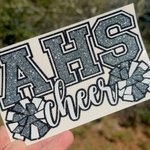Cheer Glitter Stickers, Personalized Cheerleader High School Letters and Pom Poms, Stickers for Laptop Water Bottle Cups Tumblers