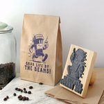 Custom Logo Wood Stamp, Coffee Cup/Wedding Stamp with Ink Pad, Rubber Stamps, Kraft Paper Bag Branding, Small & Large Stamps for Mailers