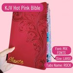 Personalized KJV Bible: Giant Print, Pink/Red, with Tabs