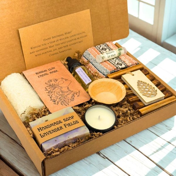 Handmade Self Care Package for Women, Spa Gift Basket, Sister Thank You Set Kit, Birthday/Christmas Gift for Mom/Best Friend