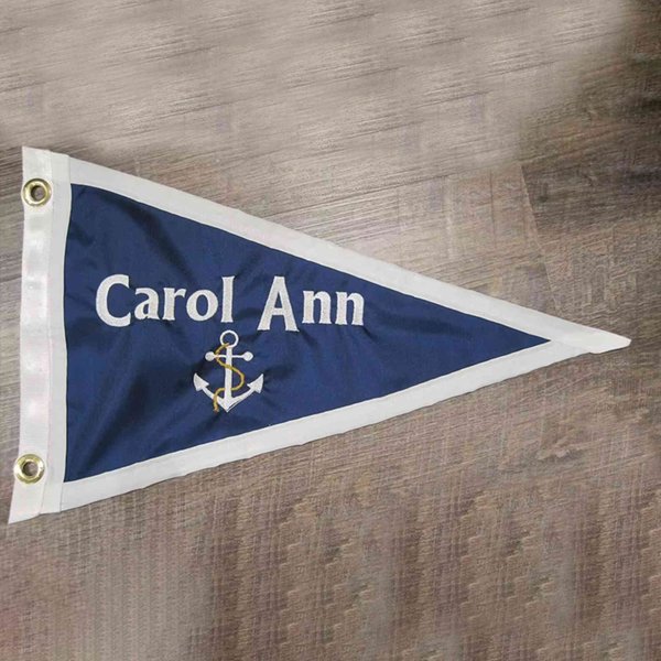 Personalized Boat Flag with Name and Anchor Design, Custom Nautical Pennant for Sailboat or Yacht Decoration
