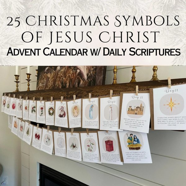 Christmas Symbols of Jesus Advent Calendar: Scripture Cards, Homeschool Kids Gift