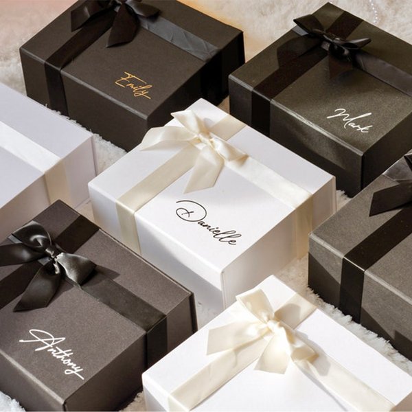 Personalized Ribbon Magnetic Closure Box with Name, Gift Box for Bridesmaid Proposal, Party Favors, Wedding/Engagement/Christmas Gift for Her/Him