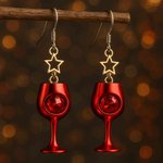 3D Y2K Rotweinglas Ohrringe für Frauen - Trendy Acryl Dangle Party Schmuck, Retro-Ästhetik Statement Zubehör