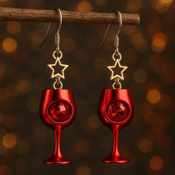 3D Y2K Rotweinglas Ohrringe für Frauen - Trendy Acryl Dangle Party Schmuck, Retro-Ästhetik Statement Zubehör