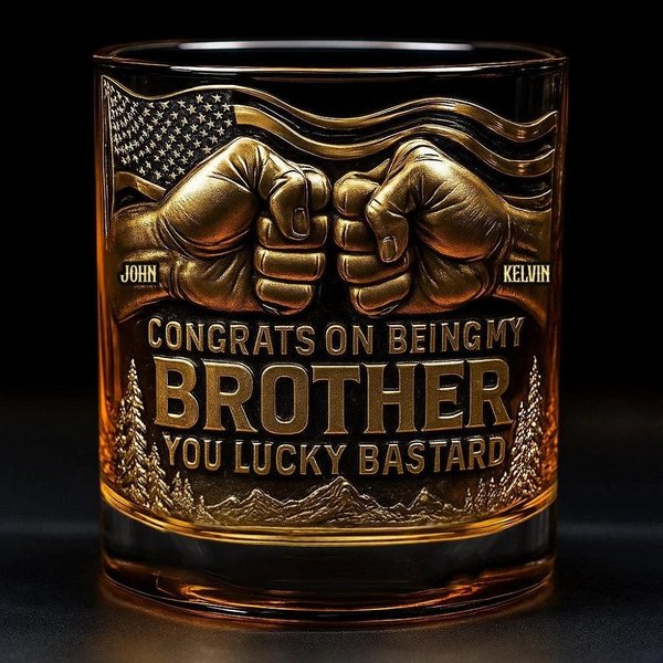 Personalized Name Brother Whiskey Glass, Funny Brother Gift from Sibling, Vintage Barware Gift for Him