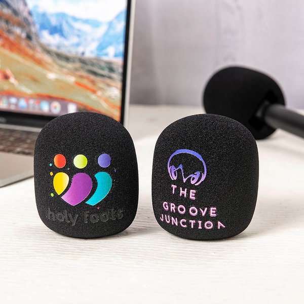 (Set of 2 Pcs)Personalized Microphone Foam Cover with Photo Logo, Music Accessory, Birthday/Anniversary Gift for Creators/Hosts