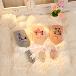 Personalized Birth Flower Bouquet Initial Cartoon Character Long Handle Paddle Brush with Name and Ribbon Birthday Wedding Gift for Women