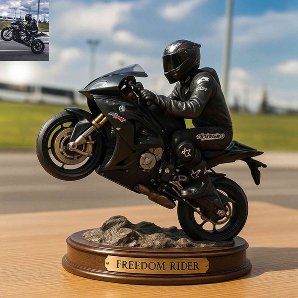Personalized Motorcycle Photo Sculpture with Name, Custom 3D Bike Art Capturing Epic Riding Moments, Memorial Gift for Passionate Riders