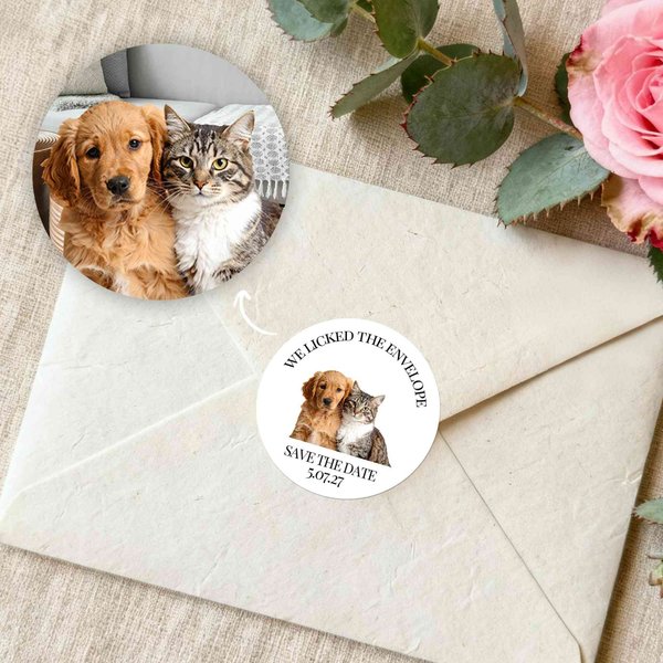 Personalized Cute Pet Photo Avatars Waterproof Sticker with Initial Name Gift Decoration Wedding Party Gift for Newlyweds