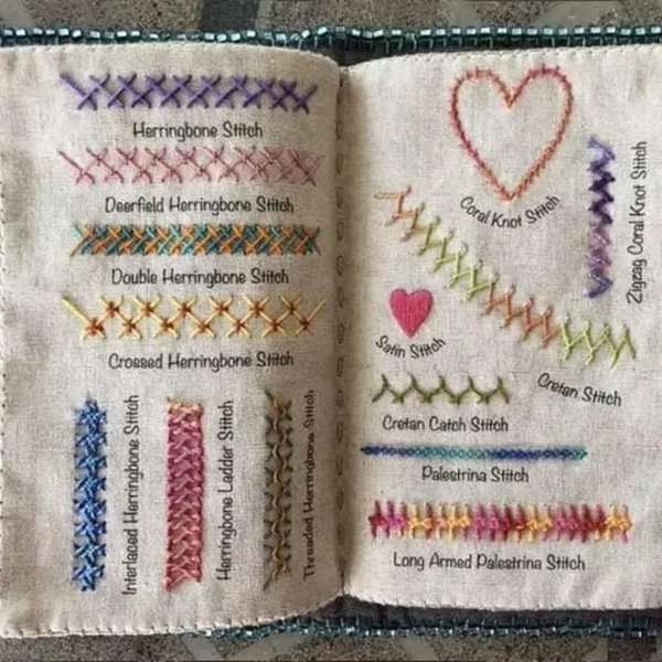 DIY Embroidery Stitch Sample Book, Linen Needlework Practice Book for Beginners, Printed Stitch Patterns for Practice