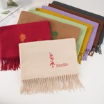 Personalized Embroidered Birth Flower Name Scarf, Multicolor Super Soft Warm Scarf, Birthday Christmas Winter Gift for Couple Family