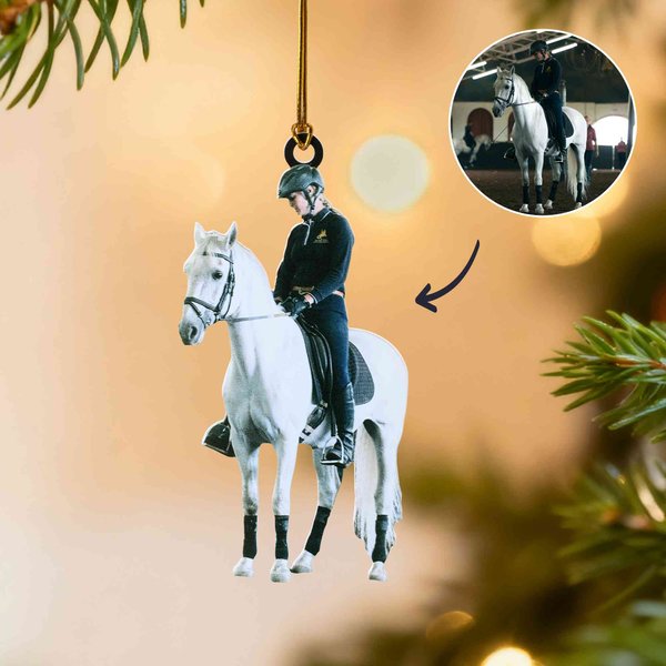 Personalized Horse Riding Photo Acrylic Keychain Ornament Home Decor Christmas Birthday Gift for Equestrian Enthusiasts
