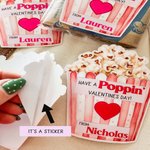 Custom Name Labels for Kids, Personalized Valentine’s Day Popcorn Stickers, Boys and Girls, Perfect Classroom Gifts