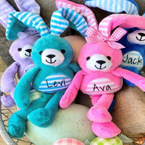 Custom Name Plush Bunny, Perfect Easter Basket Gift and Stuffed Animal Stuffer, Easter Gift for Kids