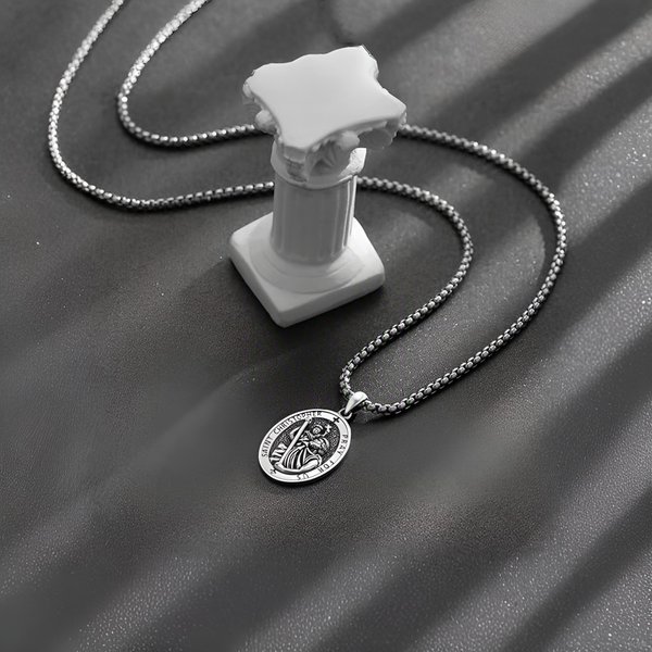 Personalized Gold-Plated Patron Saint Medal Necklace, Religious Protection Pendant for Men and Women