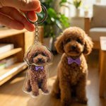 Custom Pet Photo Acrylic Shaker Keychain, Personalized Cartoon Dog/Cat Portrait Keyring, Backpack Accessory, Birthday Gift for Pet Owners/Lovers