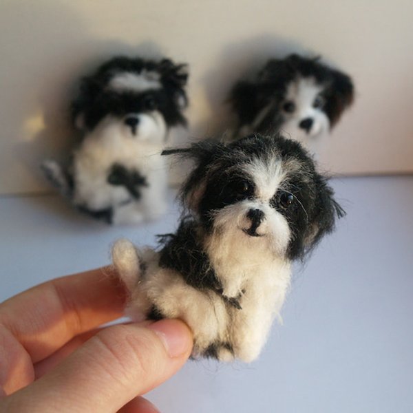 Personalized Needle Felted Dog Ornament with Name, Custom Dog Portrait Memorial Gift, Handmade Pet Keepsake for Dog Lovers