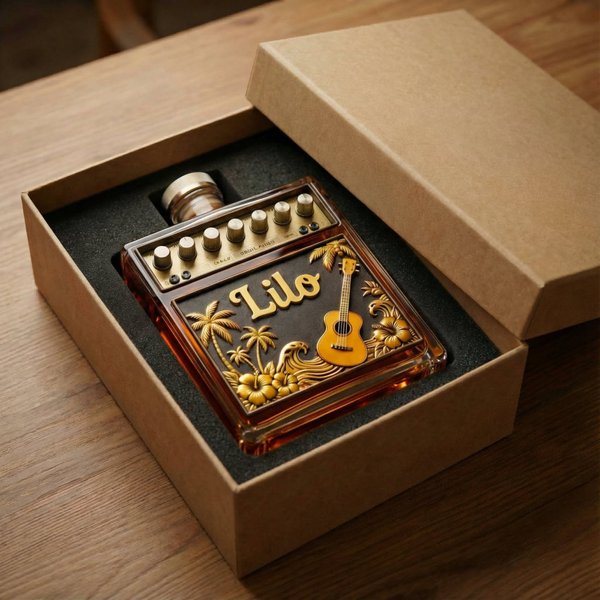 Personalized Guitar Amplifier Whiskey Bottle with Name, Unique Folk Rock Hawaiian Country Music-Themed Liquor Bottle, Gift for Musician/Guitar Player