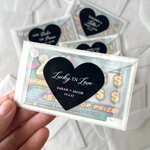 Personalized Couple Name & Date Sticker Envelope Set, Custom Heart Lottery Ticket Wedding Favors, Thoughtful Guest Favor for Wedding Celebrations