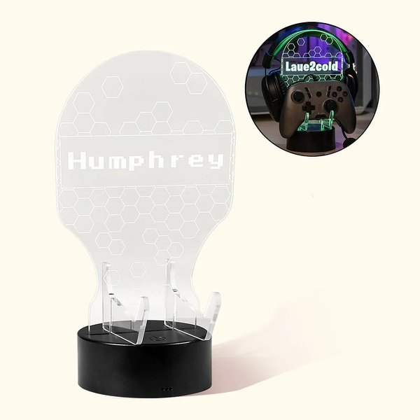 Support de bureau personnalisé en acrylique pour manettes et écouteurs avec 12 modes d'éclairage, interrupteur, accessoires de salle de jeu Cadeau pour les amateurs de jeux vidéo