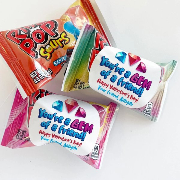 Personalized Name Kids Valentine Stickers, Labels for Ring Pop/Treat Bag, Classroom Exchange Party Favors, Valentine's Day Gift for Kids