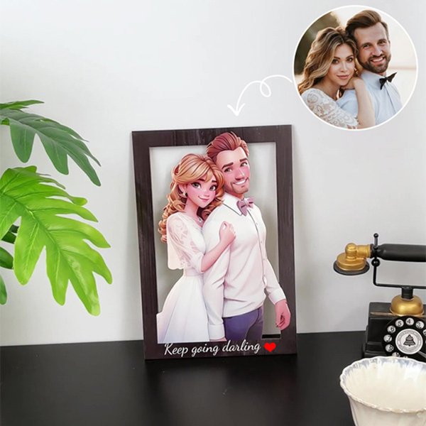 Personalized Cartoon Style 3D Photo Wooden Sign, Unique Custom Decor for Home or Office, Perfect for Gifts and Celebrating Special Memories