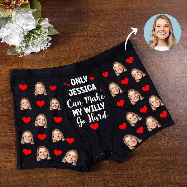 Personalized Multicolor Funny Photos Comfortable Boxer Brief Men's Underwear with Name Valentine's Day Gift for Boyfriend Husband