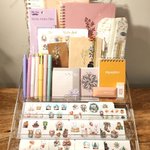 Deluxe Stationery Mystery Bundle with Undated Planner or Notebook, Festive Stickers, Stationery, and Handmade Items, Gift for Kids