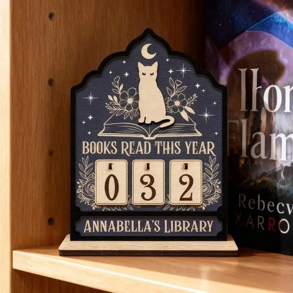 Personalized Books Read This Year Counter with Name, Vintage Book Read Tracker, Library Decor, Birthday Gift for Book Lover