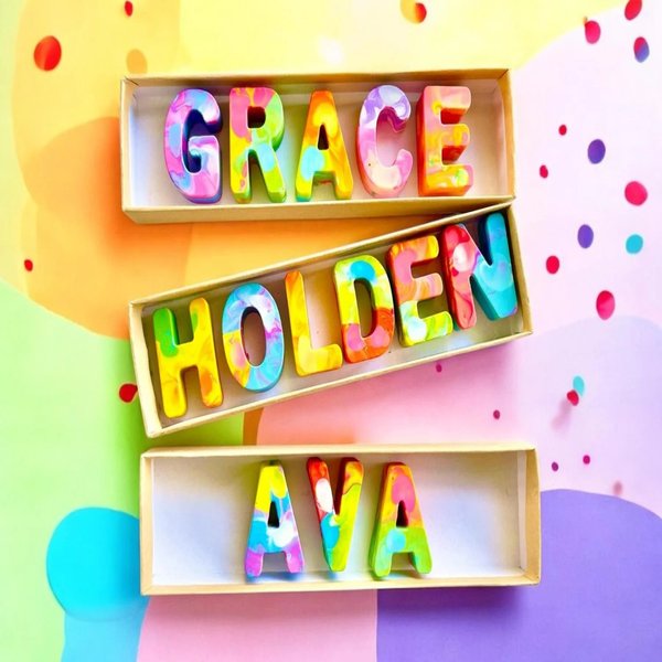 Personalized Name Crayons, Colorful Custom Letter Crayons, Classroom Exchange Favors, Valentine's Day Gift for Toddlers/Kinder/Kids