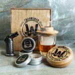Custom Whiskey Smoker Kit with Engraved Monogram, Wooden Bourbon Bar Set, Birthday/Wedding Gift for Smoker Men