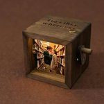 Personalized Text Photo Flipbook Animation Box, Wooden Photo Book with Light, Crank Photobox Picture Box, Anniversary/Valentine's Day Gift for Couple