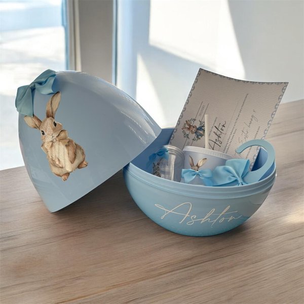 Personalised Name Giant Easter Egg Set, Egg/Bunny Popper/Sweet Jar/Cold Cup/Door Hanger/Certificate, Party Favors, Easter Gifts for Kids/Boys/Girls