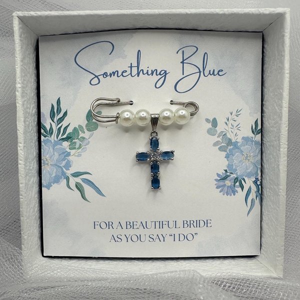 Something Blue Bridal Bouquet Charm, Pin Easily Attaches to Bridal Bouquet, Elegant Keepsake, Wedding/Bridal Shower Gift for Bride