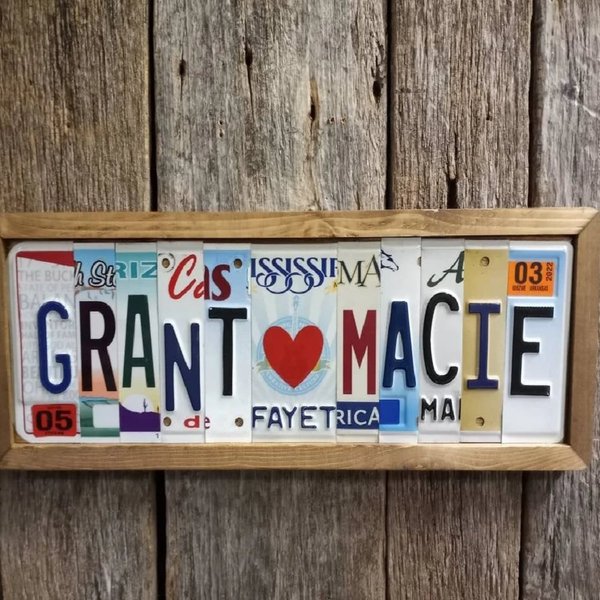 Personalized License Plate Sign with Name, Home Decor, Housewarming/Valentine's Day/Wedding Gift for Couples/Groomsmen