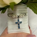 Something Blue Bridal Bouquet Charm, Pin Easily Attaches to Bridal Bouquet, Elegant Keepsake, Wedding/Bridal Shower Gift for Bride