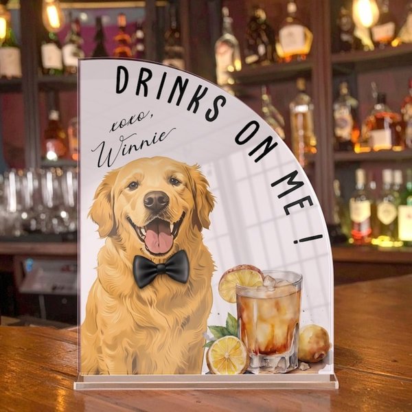 Personalized Wedding Bar Menu Sign with Pet Portrait, Custom Dog or Cat Cartoon Drink Sign, Pet-Themed Signature Drink Board for Wedding/Party Decor