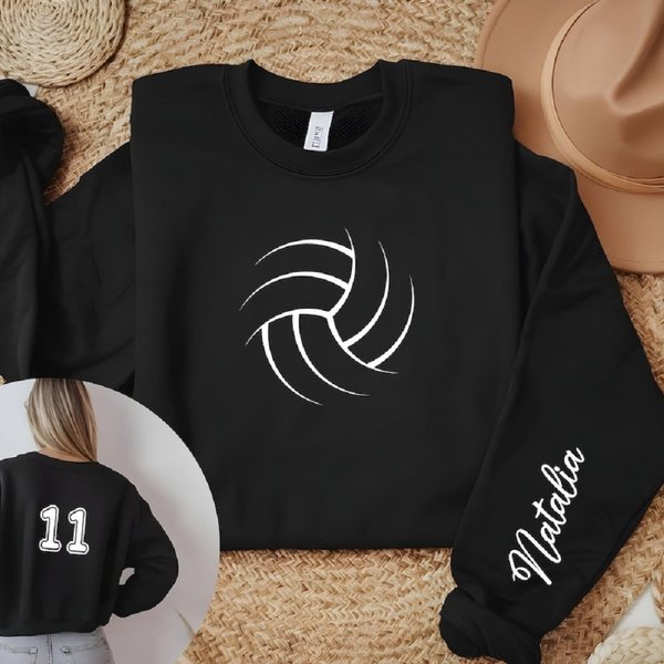 Custom Volleyball Sweatshirt with Name, High School Teen Volleyball Sweatshirt, Game Day/Birthday Gift for Volleyball Players/Lovers