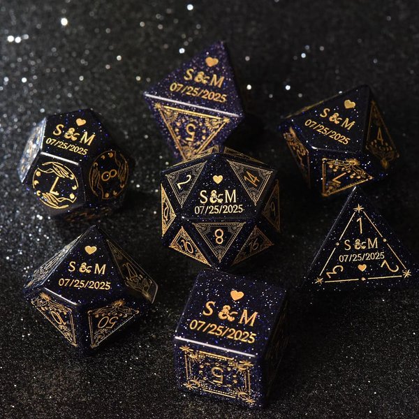 Custom Wedding DND Dice with Engraved Initials and Date, Wedding Gift for DND Lover/Groom