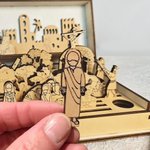 Holy Week Wooden Diorama Book, Laser-Cut Easter Story Decor, Religious Wood Puzzle & Catholic Altar Display, Easter Gift for Godfathers/Priests/Mother