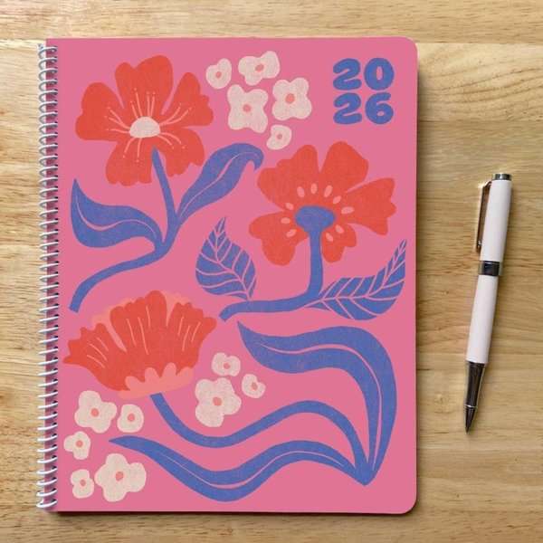Personalized 2026 Floral Spiral Planner, Letter Size Weekly/Monthly Organizer with Bendy Flower Design, Birthday/Back to School Gift for Kid
