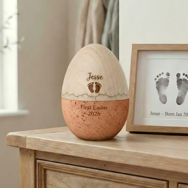 Personalized First Easter Keepsake Egg with Custom Name & Year, Nursery Memory Decor, Newborn Easter Gift for Kids