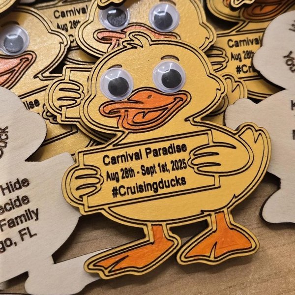 Personalized Cruise Duck Magnet/Keychain with Ship Name & Sail Date, Laser Engraved Travel Keepsake Gift for Cruise Lovers & Sailors