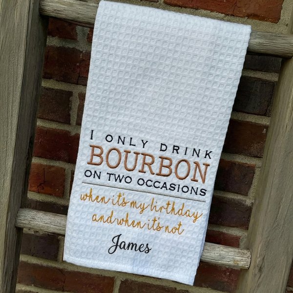Bourbon Kitchen Tea Towel, Whiskey Lover Gift Towel, Bourbon-Themed Home Decor