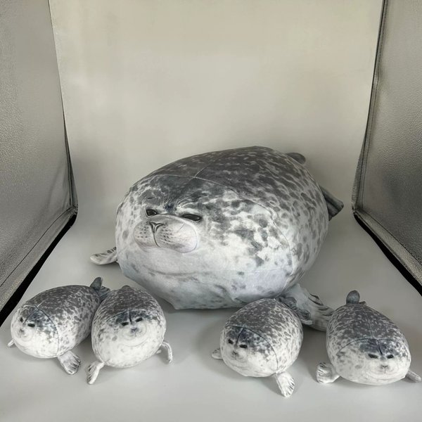 Realistic Seal Plush Pillow Family Set, 1 Big Seal with 4 Baby Seals Inside, Super Soft Marine Animal Stuffed Cushion, Cute Aesthetic Room Decor Gift