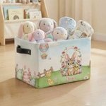 Personalized Large Easter Rabbit Storage Basket with Custom Name & Initial, Decorative Woven Easter Basket Gift for Kids